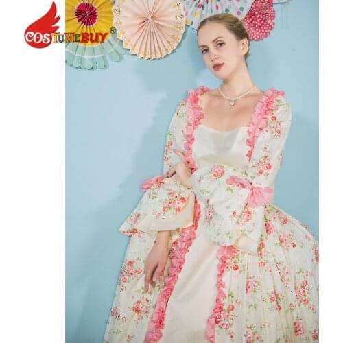 Costumebuy Victorian Marie Antoinette Rococo Gothic Ball Gown Antoinette Baroque Masquerade Women Floral Pink Dress Custom Made
