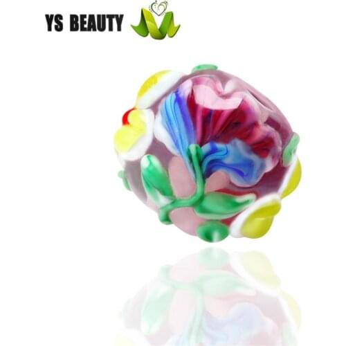 Hand-painted flower coloured glaze beads fashion lamp worker glaze beads DIY accessories with accessories rope knitting