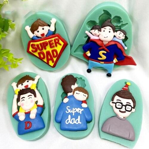 Fathers Day Elements Silicone Molds for Baking Fondant Cake Crystal Epoxy Non-Stick DIY Mould Home Kitchen Bar Supplies Baking