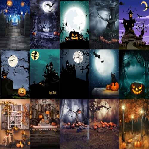 Halloween Backdrops Pumpkin Lantern Decor Festival Ghost Street Photography Background Newborn Kids Photo Studio Photocall