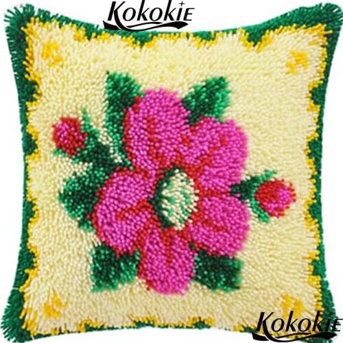 Crocheting Kit Rug Yarn 3d cushion blanket Handmade Embroidery Pillowcase Latch hook rug pillow kits flower shaped pillow