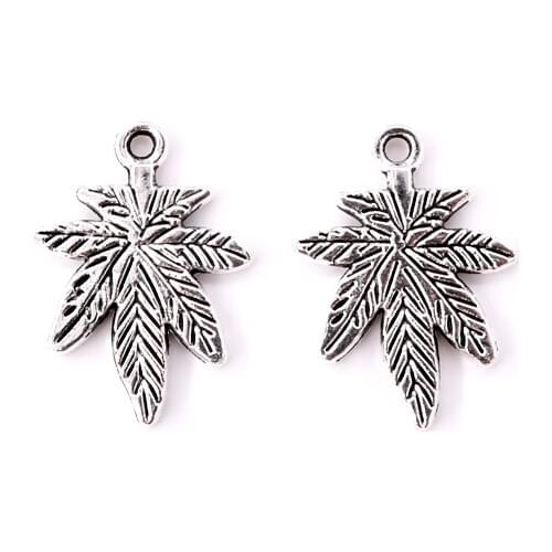 Hot Sale 20pcs/lot Maple Leaves And Big Tree Shape Charm Antique Silver Plated Bracelets Pendants For Handmade Gift DIY And Bags