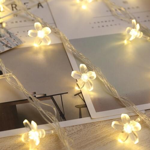 Mycyk new sakura Blossom Flowers LED Christmas Lights AA Battery Operated Holiday Wedding Decoration String Fairy Lights Garland