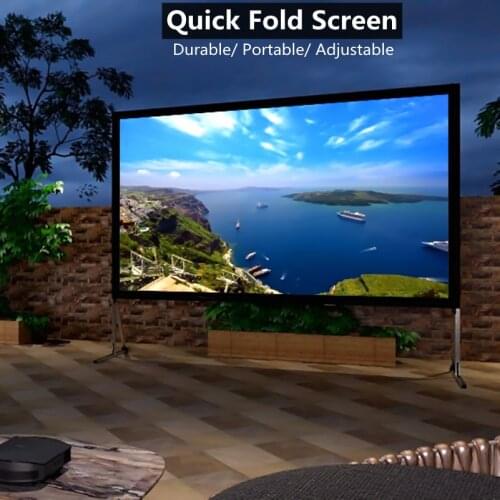 Outdoor Indoor Projector Screen with Stand 16:9 Fast Easy Snap On Set-up Freestanding PVC Cinema White Foldable Front Projection