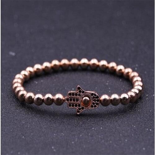 New Hematite Beads Stone Bracelets Fatima\Hamsa Hand Charm For Men Macrame Barbell Jewelry pulseira masculina