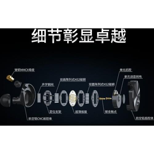 New Flat earphone Timeless in-ear earplugs hifi vocal bass monitoring cable