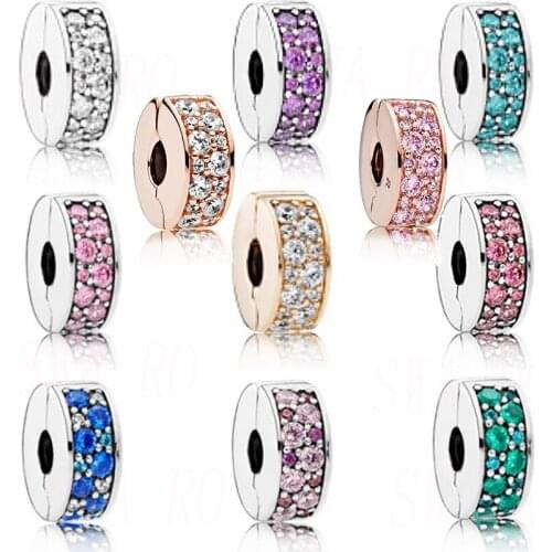 New Fashion Personality Charm 100% Genuine 925 Glitter Elegant Holder Clips Various Colors Diy Original Female Accessories