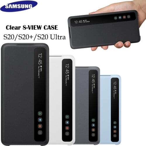 Original Samsung Galaxy S20 Ultra Smart Mirror Flip Phone Case for Galaxy S20+ plus S20 Learth Smart Wallet Cover EF-ZG985