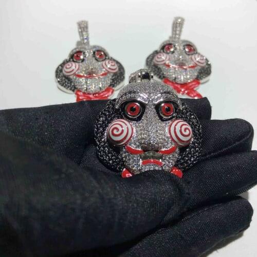 Iced out Jigsaw pendant white gold plating pendant