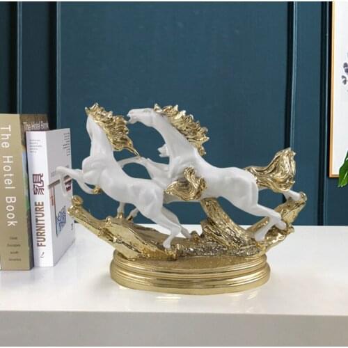 Resin European Electroplating Three Horse Ornaments Creative Home Soft Decorations Year of The Horse Character Resins