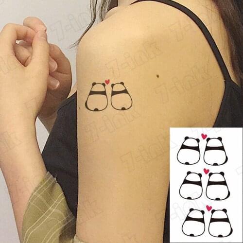 Waterproof TemporaryTatoo Sticker Couple Animal Cute Panda Heart Art Tattoo Water Transfer Fake Flash Tatto for Man Women