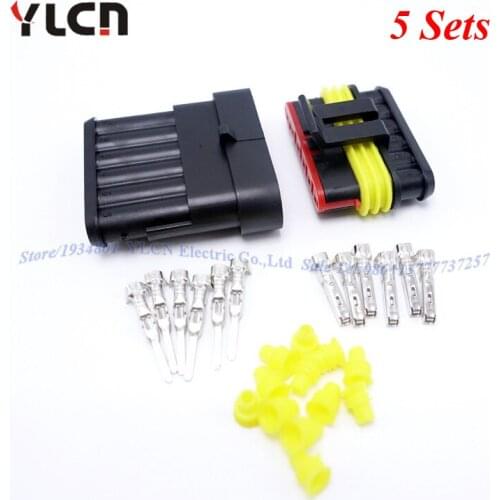 High Quality Wholesale Brand 5 Sets Kits 6 Pin/Way Auto Super Sealed Waterproof Electrical Wire Connectors Plug For Car