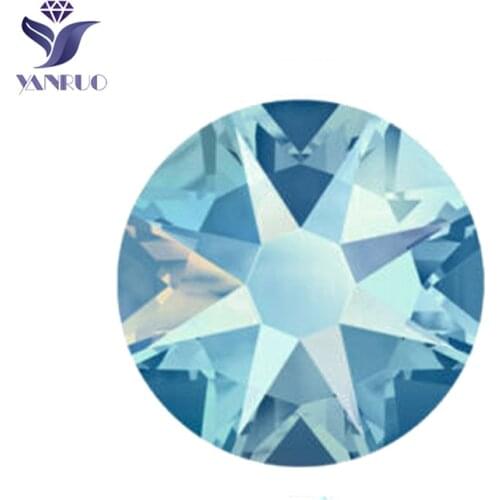 YANRUO 2088NoHF 8 Big 8 Small Plating Light Sapphire AB Shiny Stones And Crystal Glass Rhinestones Flatback Diamond For Garment