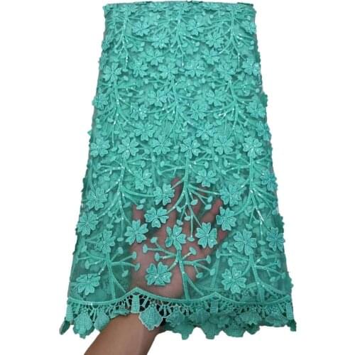 Green Sequined Lace Fabric African Lace Fabrics 2021 High Quality Net Lace With Sequins French Tulle Lace For Party 5yards
