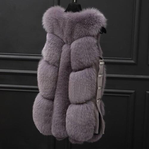 Clothes Real Autumn Winter Coat Fox Fur Vest Women Korean Long Jacket Chalecos Para Mujer MY913