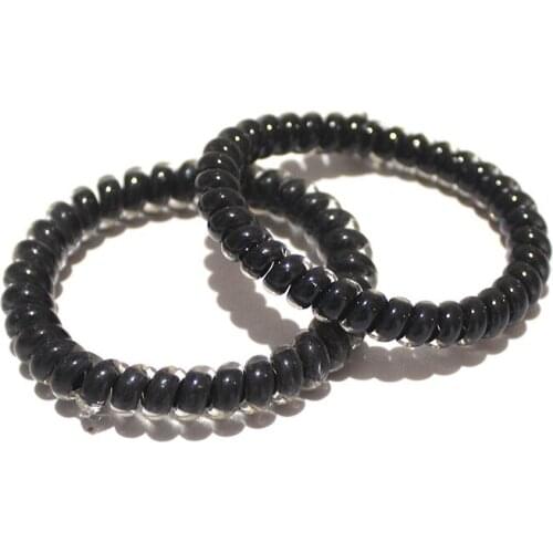 Womans Tiara Black Translucent Jelly Elastic Telephone Wire Hair Loops Tie Hair Rope
