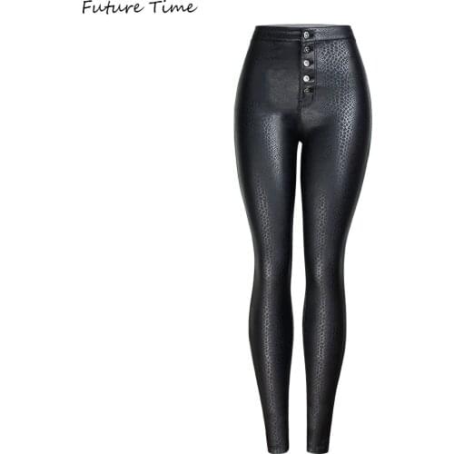 Jeans Women Sexy Pu Leather Black Jeans Pencil Pants High Wasit 2019 Autumn and Winter Slim Skinny Pants C1887