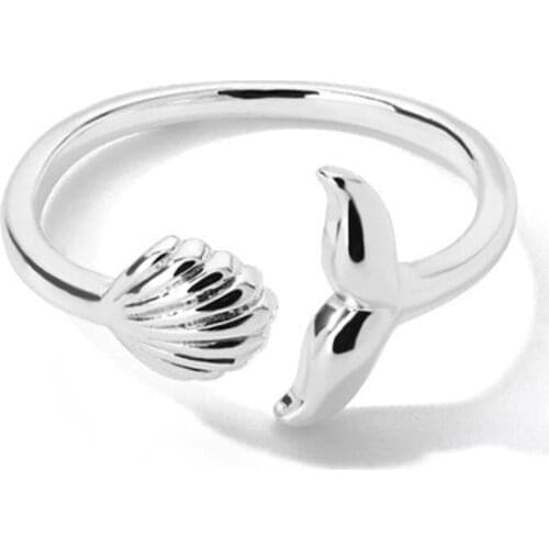 Simple Whale Tail Women Ring Adjustable Opening Gold And Silver Color Finger Ring Jewelry Gifts for Friends