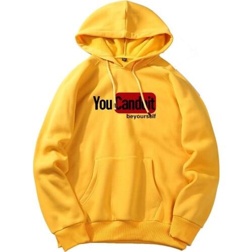 Oversize Winter Clothes Pullover Women Hoodies Casual You Can Do It Letter Harajuku Fleece Sweatshirt Dropshoulder Hooded Jumper