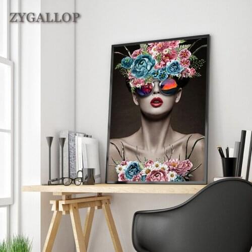 ZYGALLOP Canvas Painting Flower Woman Picture Poster Nordic Painting Wall Art Living Room Decoration Abstract Paints Home Decor