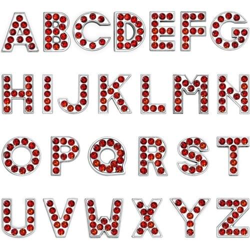 10 piece Internal Dia Red 8mm slide Charm Color English letters DIY Accessories fit 8mm wide belt pet collar