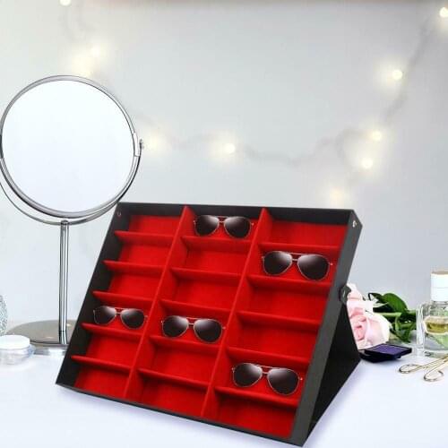 18 Grids Eyeglass Sunglasses Glasses Storage Display Box Holder Case Organizer can CSV