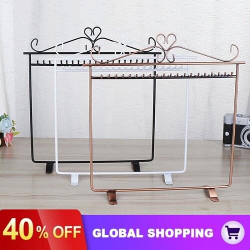 20 Holes Earrings/Necklace/Ear Studs Jewelry Display Holder Stand Showcase Metal Jewelry Organizer Rack Flat Earring Holder