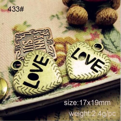 20pcs 17x19mm Vintage Heart Charms With Word Love Fit For Pendant Jewelry Findings