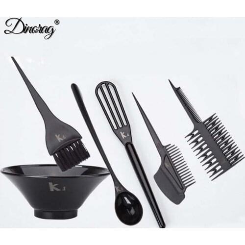 6 Pcs/Set Hair Dye Color Brush Bowl Kit Coloring Dye Comb Brushes Tint DIY Salon Hairdressing Styling Accessories Hair Dye Tools