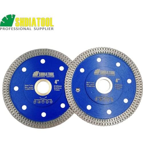 SHDIATOOL 2pcs Diamond Cutting Disc X Mesh Turbo Rim Segment Dia 4" 4.5" 5" 7" 8" 9" 10" Diamond Saw Blade Cutting Marble Tile