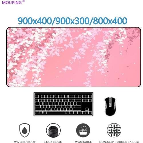 Large Mouse Pad Sakura Pink Gamer Accessories Desk Mat Carpet Xxl Anime Mousepad 900x400 Computer Table Mats Rubber Pink Gaming