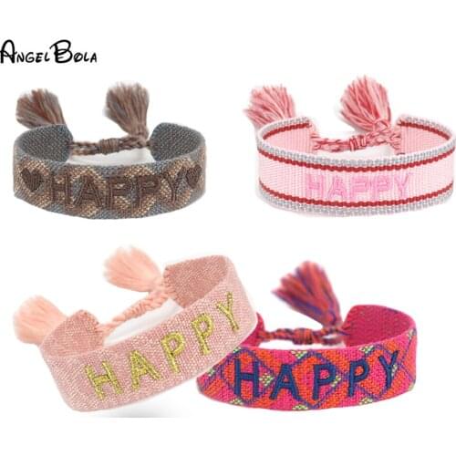 Fashion Retro Hand-woven Charm Friendship Neutral Couple Embroidery Tassel Letter Bracelet Jewelry Holiday Gift Wholesale