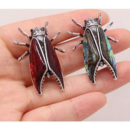 Natural Alloy Mother of Pearl Shell Insect-shaped Brooch Personality Fashion Trend Brooches Retro Wild For Woman And Man 28x40mm