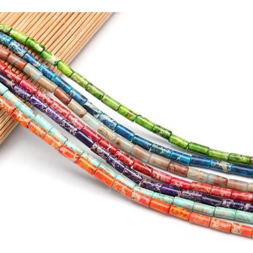 Natural Stone Beads Agates cylinder Shape Emperor stone Loose Spacer Beaded for Jewelry Making DIY Bracelet Necklace Accessories