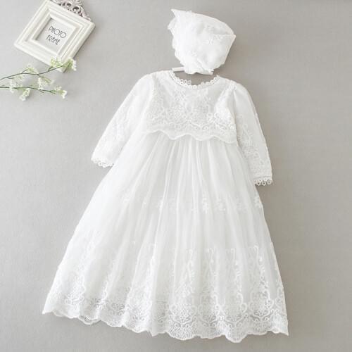 HAPPYPLUS Baby Dress Long Sleeve/Sleeveless Kids Second First Birthday Girl Party Gown for Christening Infant Baptism Dresses