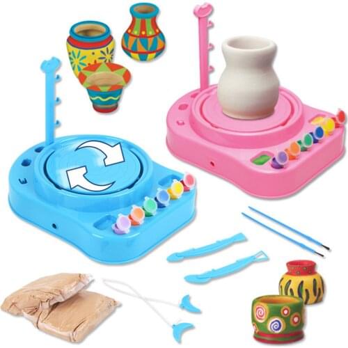 Electric Pottery Wheel Art Craft Kit Arts and Crafts Kids Toys Pottery Forming Machine Craft Paint Palette Set Educational Toy