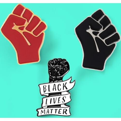 Raised Fist human rights democracy Enamel pin Red Black hand Solidarity brooch Lapel Pin Badge Black Lives Matter Jewelry Gift