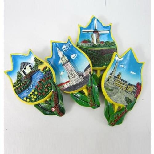 Holland Amsterdam Tourism Souvenirs Fridge Magnets Tulip Flower Shaped Refrigerator Magnetic Stickers Home Decor Decoration