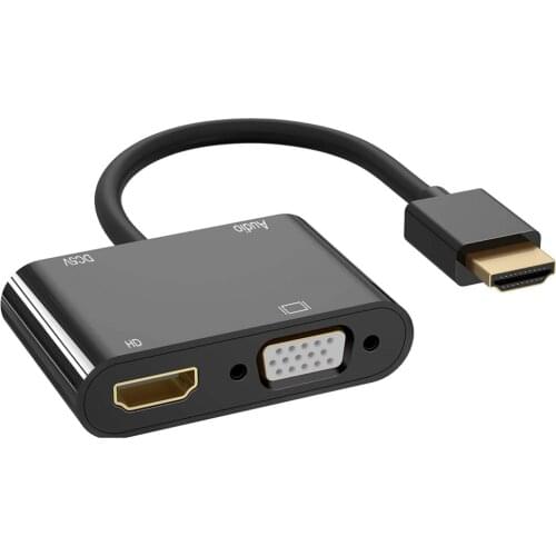 HDMI-compatible To VGA HD Adapter Dual HD VGA Splitter Dual Display At Same Time with audio for Pc Laptop Ultrabook