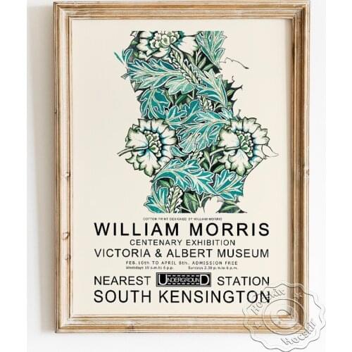 William Morris Exhibition Museum Poster, Windrush Textile Design Wall Art Canvas Painting, Gallery Wall Picture Home Room Decor