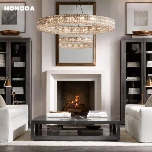 Vinatge LED Chandeliers Lighting Modern Round Metal Crystal Pendant Hanging Lights Bedroom Living Room Dining Room Lamps Lustre