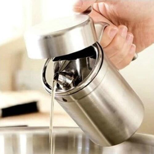 Stainless Steel Oil Dispenser 500ml Kitchen Oil Container Round Shape of Cooking Oil Container