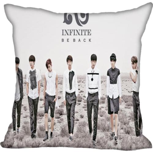 Custom Kpop Infinite Printed Square silk Pillowcases 40x40cm,35x35cm One Side Satin Pillowcase Custom Logo