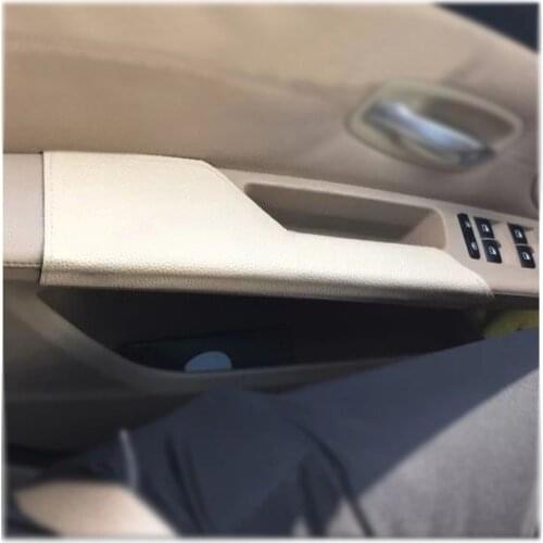 Left Driving Side Cow Leather Door Armrest Handle Bowl Pull Protection Cover for BMW 5 Series E60 2007 2008 2009 2010