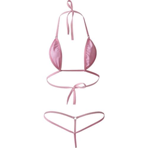 Micro bikini 2019 new Sexy Hanging neck oval Lotion String Thong girl Beach spa swimwear women swimsuit biquini bikinis monokini