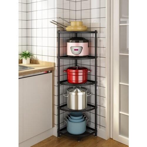 GY Kitchen Shelf Floor Multi-Layer Corner Storage Pot Rack Stainless Steel Triangle Corner Shelf Multi-Functional