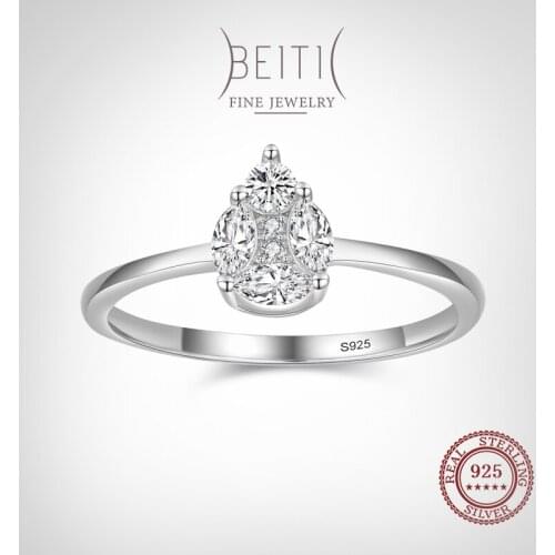 Beitil Fashion 925 Sterling Silver Irregular Shape Clear Zircon Finger Ring For Women Girls Party Accessories Jewelry
