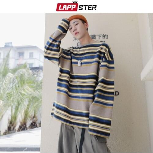 LAPPSTER Men Harajuku Striped Hoodies 2020 Mens Japanese Streetwear Oversized Sweatshirts Autumn Pullover Hip Hop Clothes 5XL