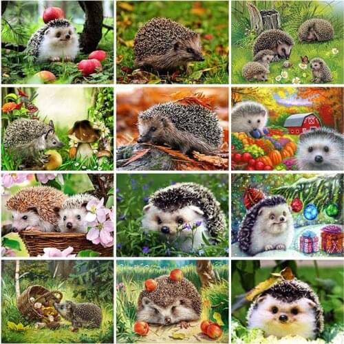 DIY Hedgehog 5D Diamond Painting Full Square Drill Animal Diamond Embroidery Cross Stitch Mosaic Kits Wall Art Gift Home Decor