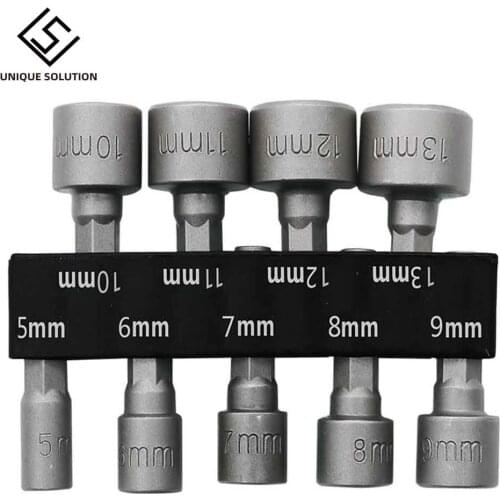 9PCS Tool Set 5 To 13mm Driver Screw Drill Bit New Adapter Socket 1/4" Hex Nut Nut Driver Set Socket Adapter Screwdrivers Bit